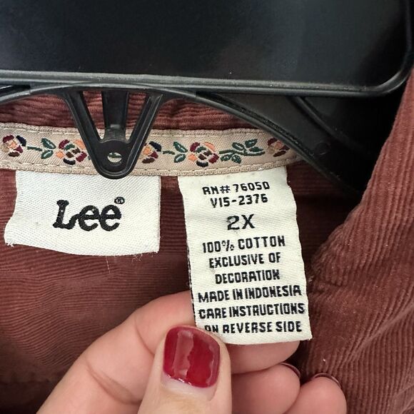 Lee Shirt Women’s 2X Long Sleeve Button Up Corduroy Rust Brown RN#76050 - Picture 2 of 8